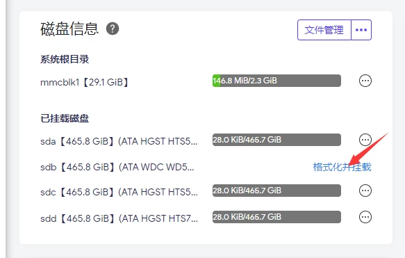 格式化并且挂载磁盘 iStoreOS